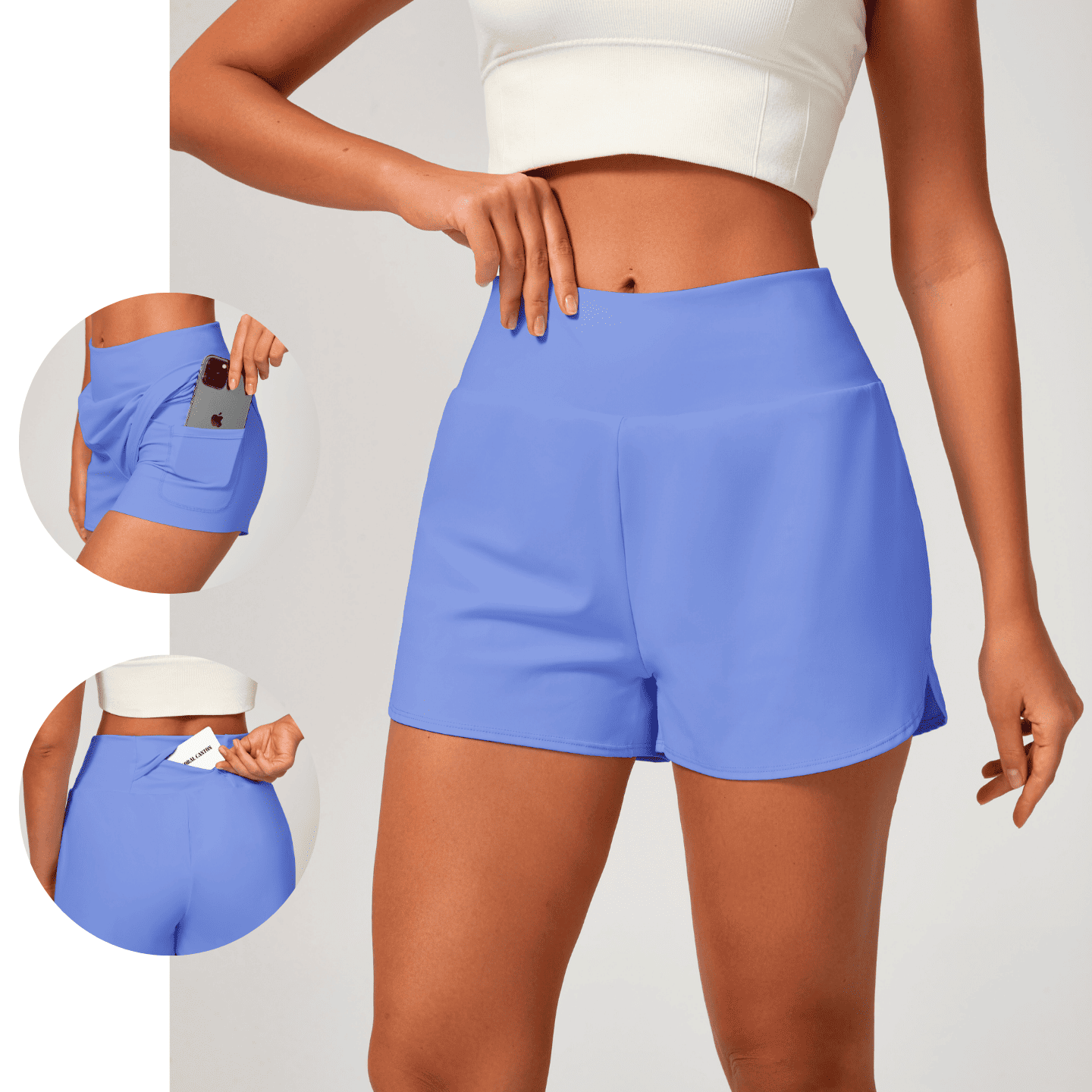 Super High Waisted Back Pocket & Side Hidden Pocket 2-in-1 Yoga Shorts 5''
