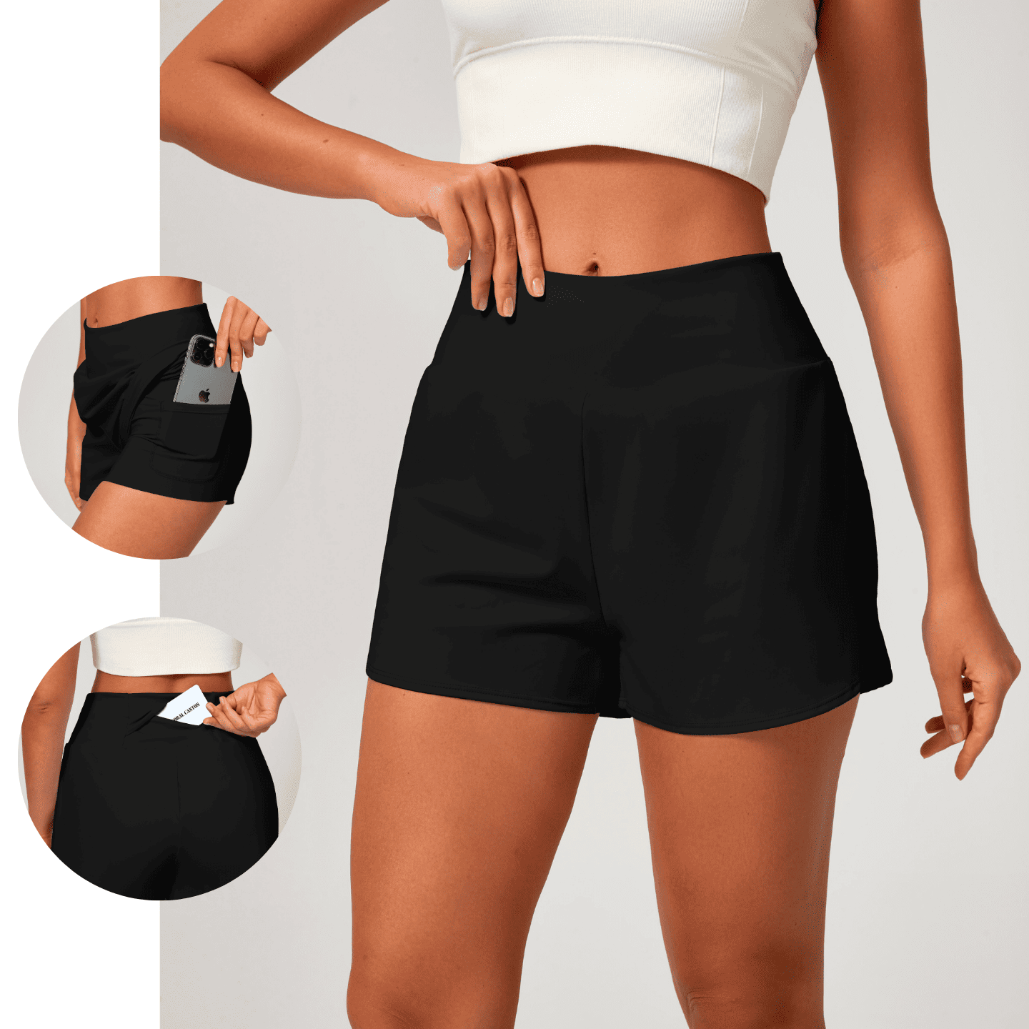 Super High Waisted Back Pocket & Side Hidden Pocket 2-in-1 Yoga Shorts 5''